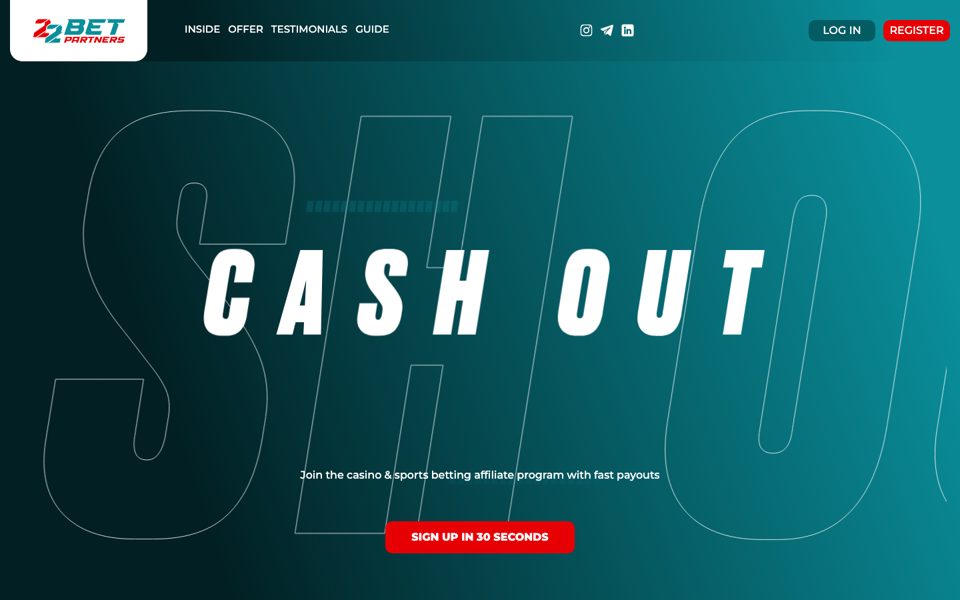 Скриншот сайта партнёрской программы 22Bet Partners