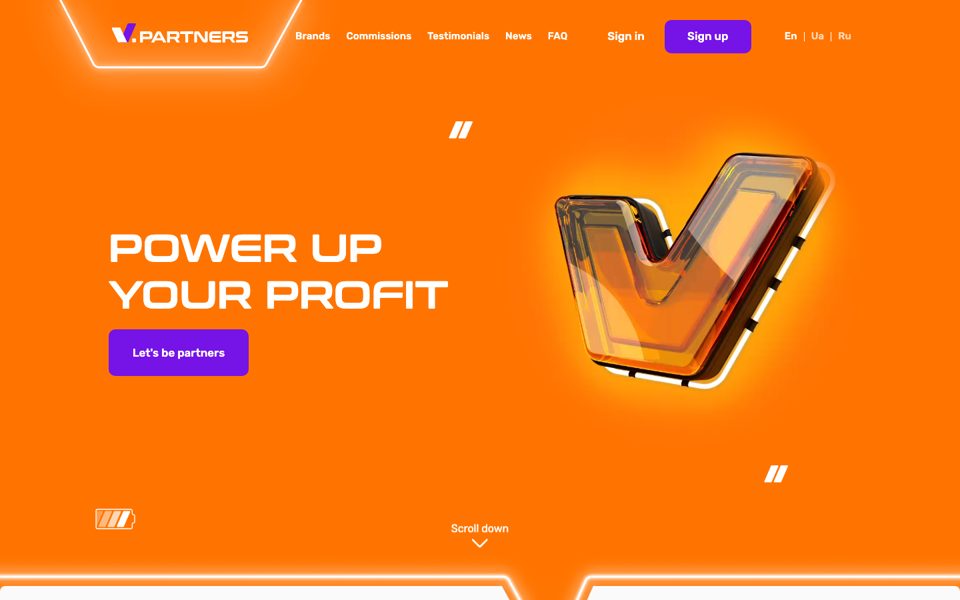 Screenshot of the V.Partners affiliate program website