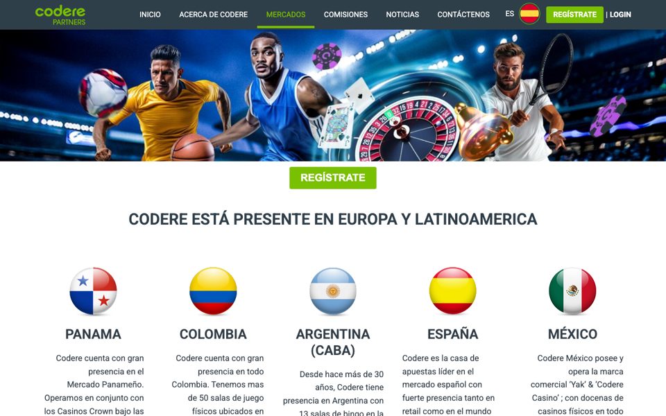 Скриншот сайта партнёрской программы Codere Partners