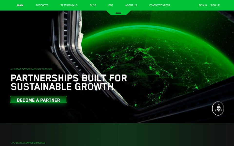 Screenshot of the Growe Partners affiliate program website