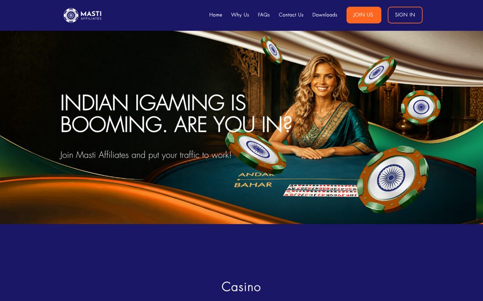 Скриншот сайта партнёрской программы Masti Affiliates