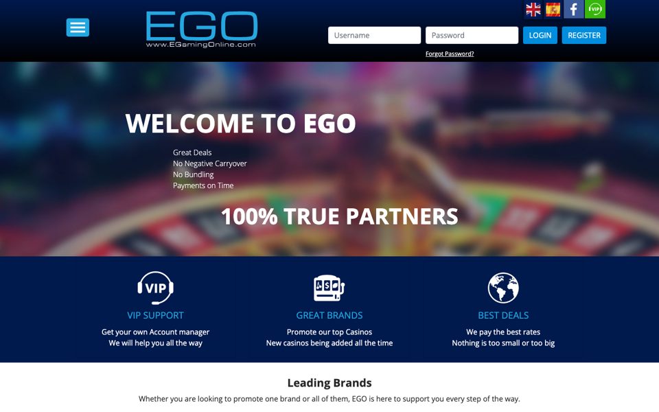 Скриншот сайта партнёрской программы EGO Affiliates
