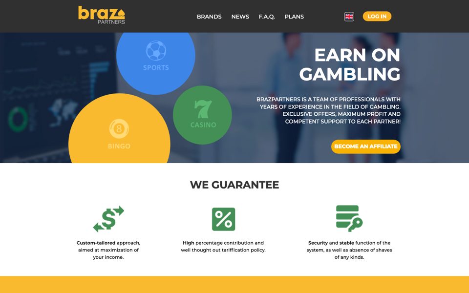 Скриншот сайта партнёрской программы BrazPartners