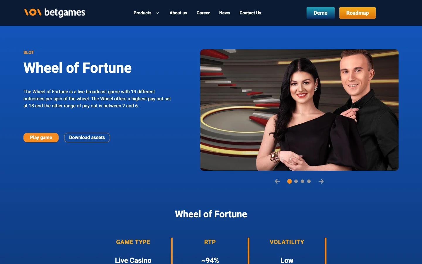 Страница игры Wheel of Fortune на сайте BetGames
