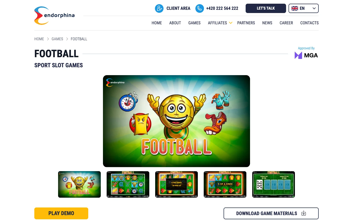Страница игры Football на сайте Endorphina