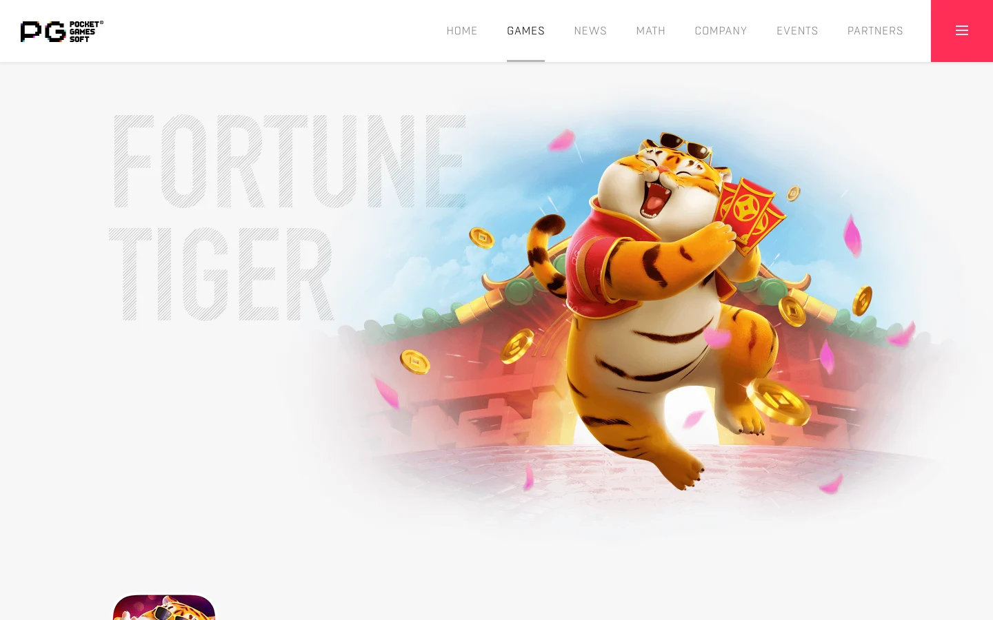 Page of the game Fortune Tiger on the site of PG SOFT