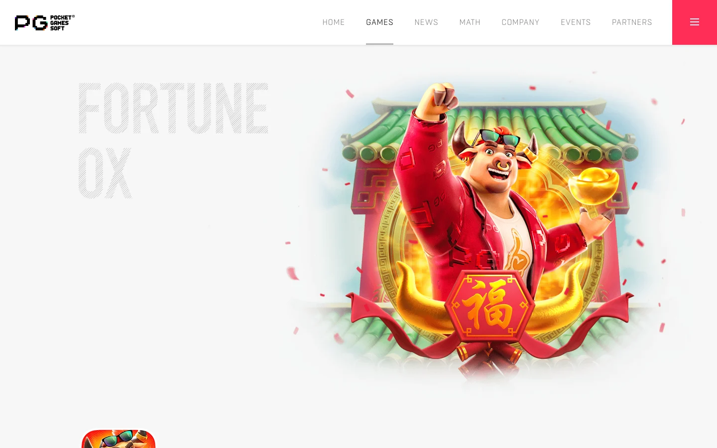 Page of the game Fortune Ox on the site of PG SOFT