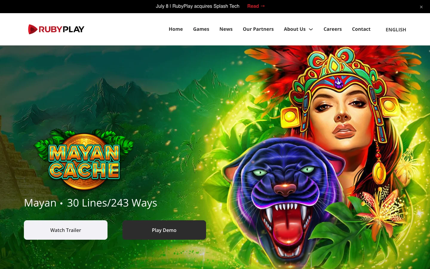 Страница игры Mayan Cache на сайте RubyPlay
