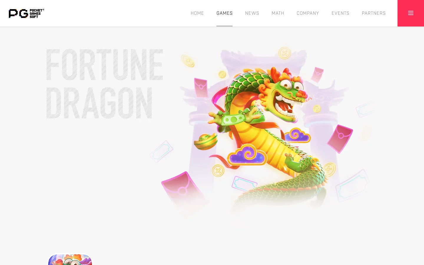 Page of the game Fortune Dragon on the site of PG SOFT