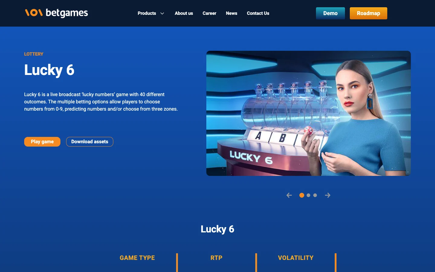 Страница игры Lucky 6 на сайте BetGames