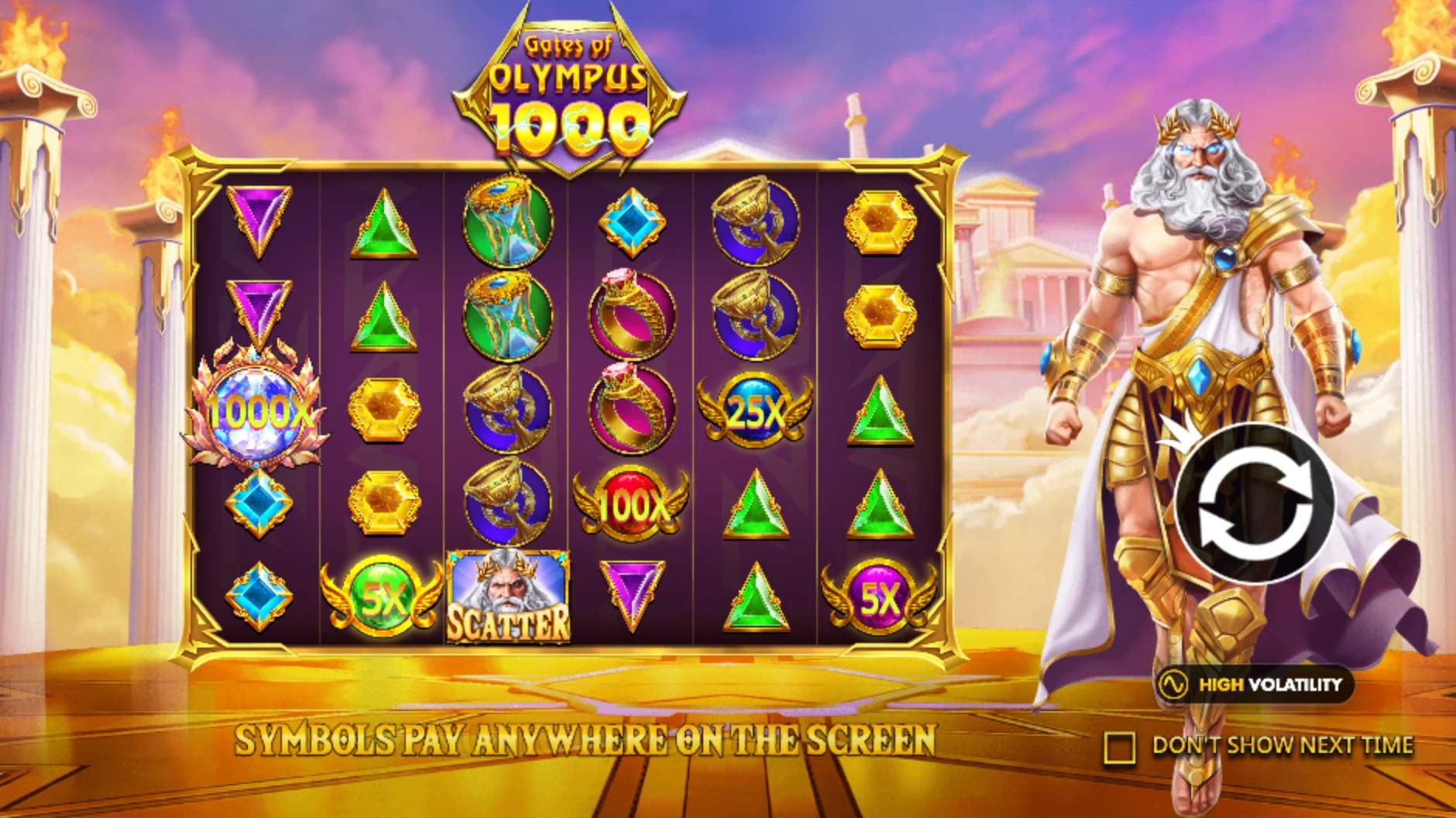 Страница игры Gates of Olympus 1000 на сайте Pragmatic Play