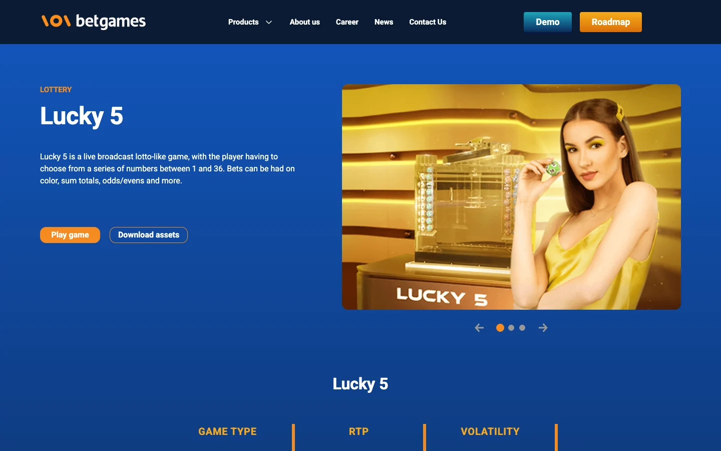 Страница игры Lucky 5 на сайте BetGames