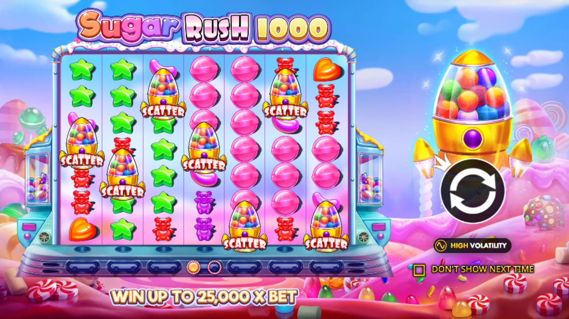 Страница игры Sugar Rush 1000 на сайте Pragmatic Play