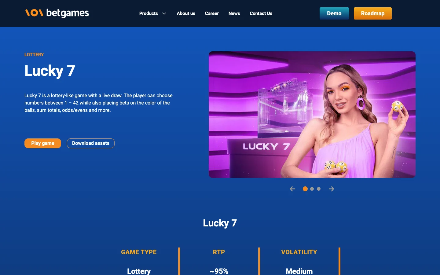 Страница игры Lucky 7 на сайте BetGames