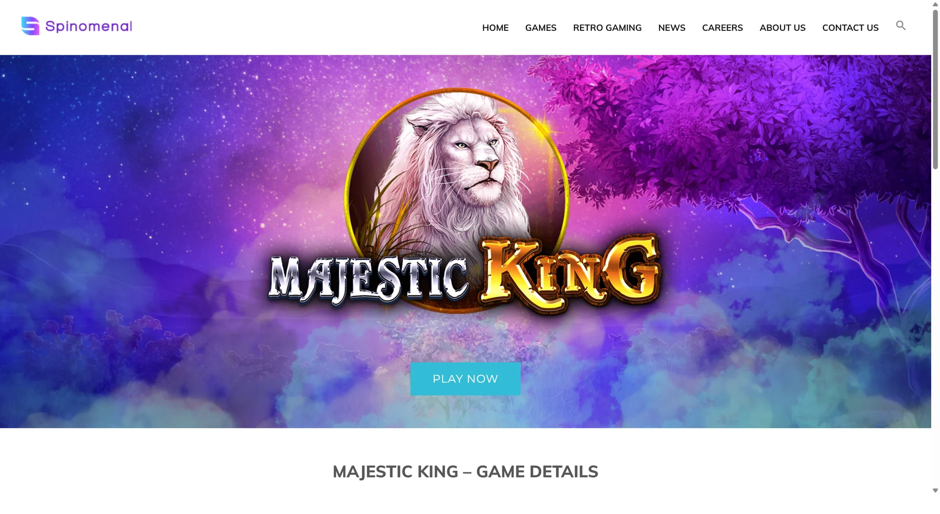 Страница игры Majestic King на сайте Spinomenal