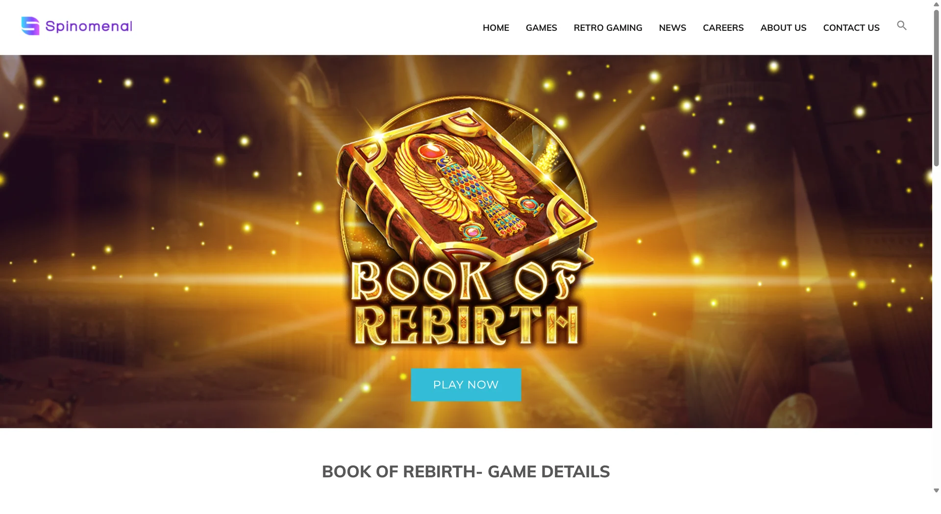 Страница игры Book Of Rebirth на сайте Spinomenal