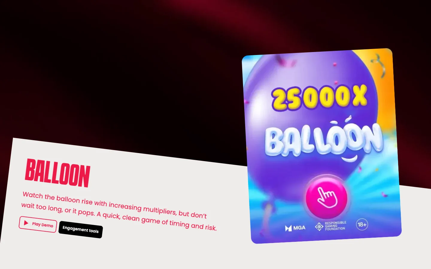 Страница игры Balloon на сайте SmartSoft Gaming