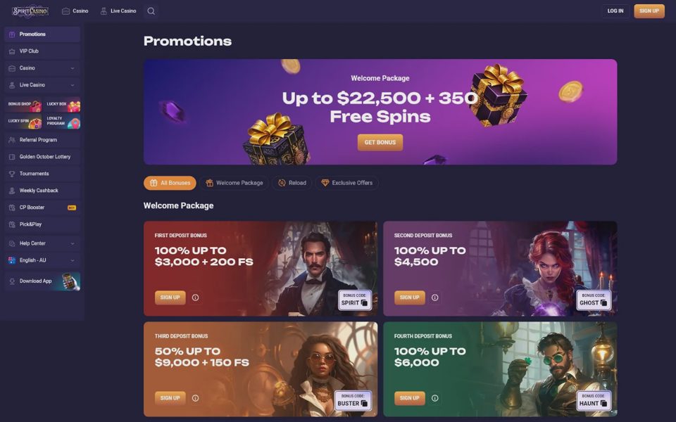 Бонусы и акции Spirit Casino