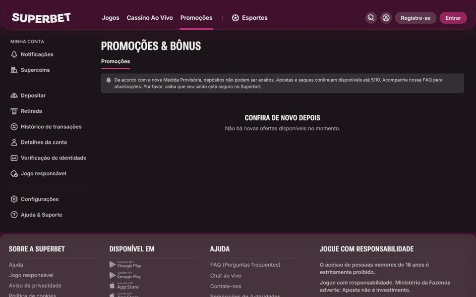 Бонусы и акции Superbet
