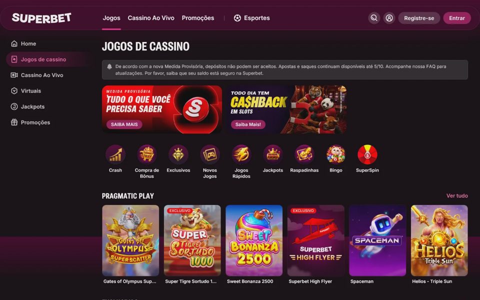 Каталог казино Superbet