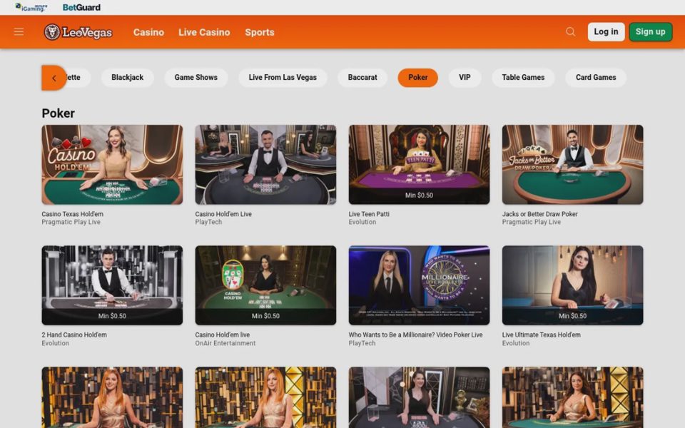 Покер LeoVegas