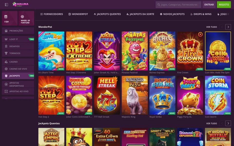 MalinaCasino jackpots