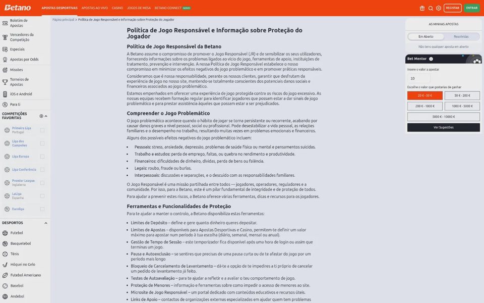 Ответственная игра на Betano
