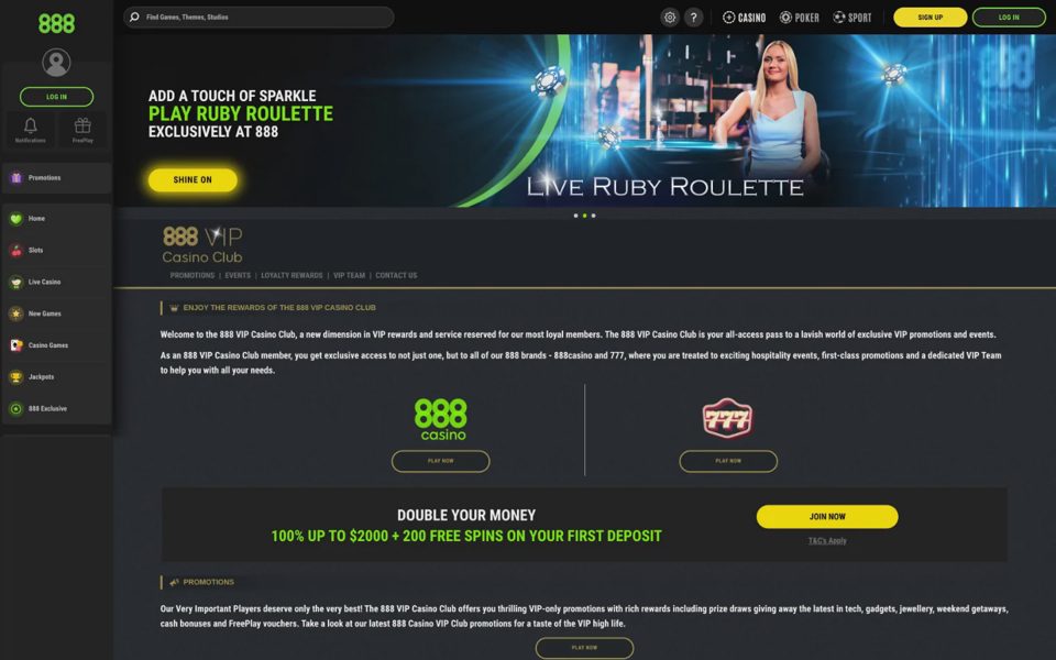 Программа лояльности 888 Casino