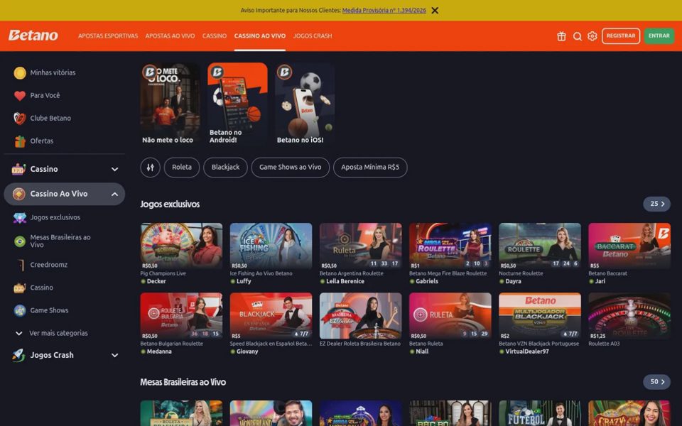 Live-казино Betano