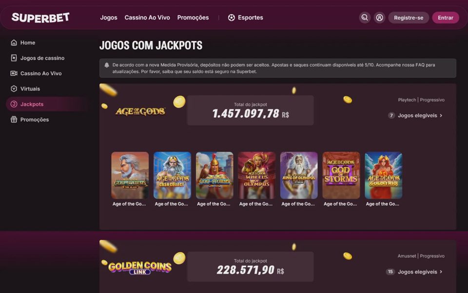 Джекпоты Superbet