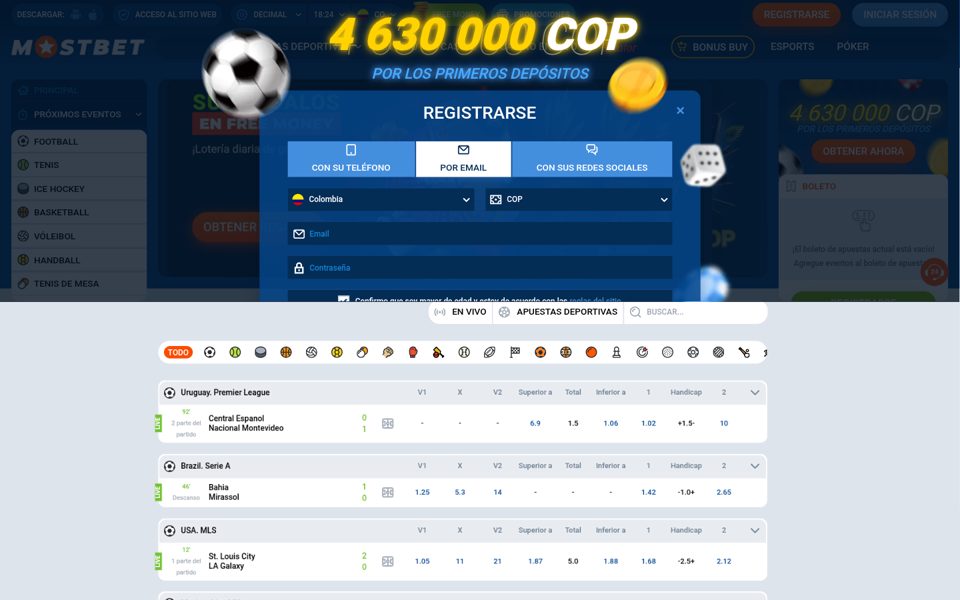 Форма регистрации Mostbet
