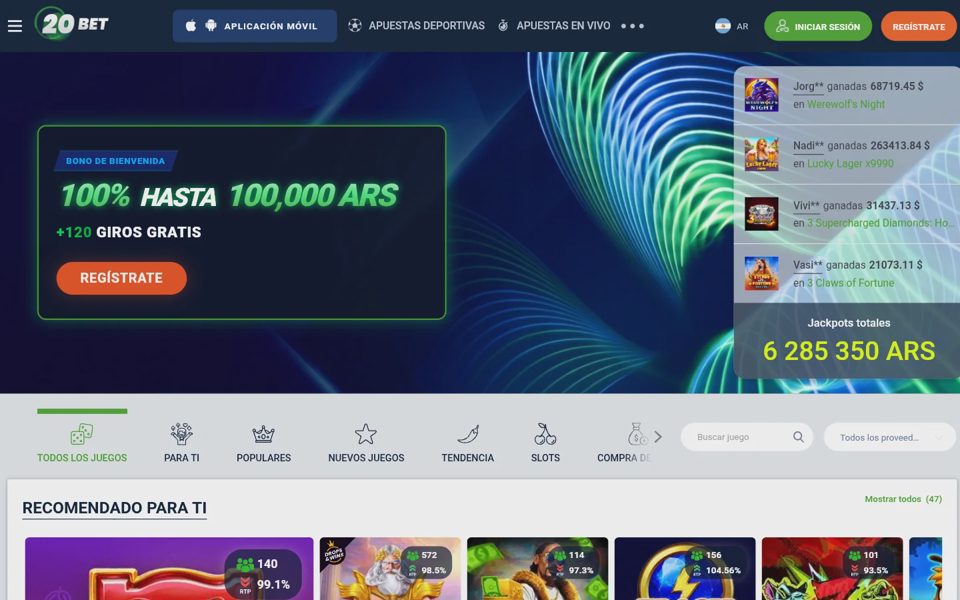 Каталог казино 20bet