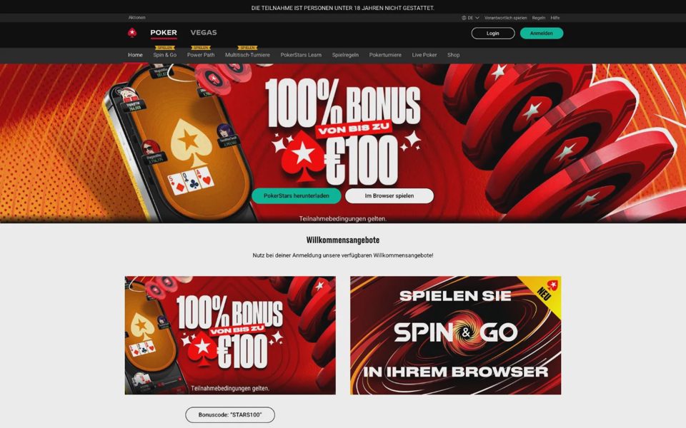 Главная страница PokerStars