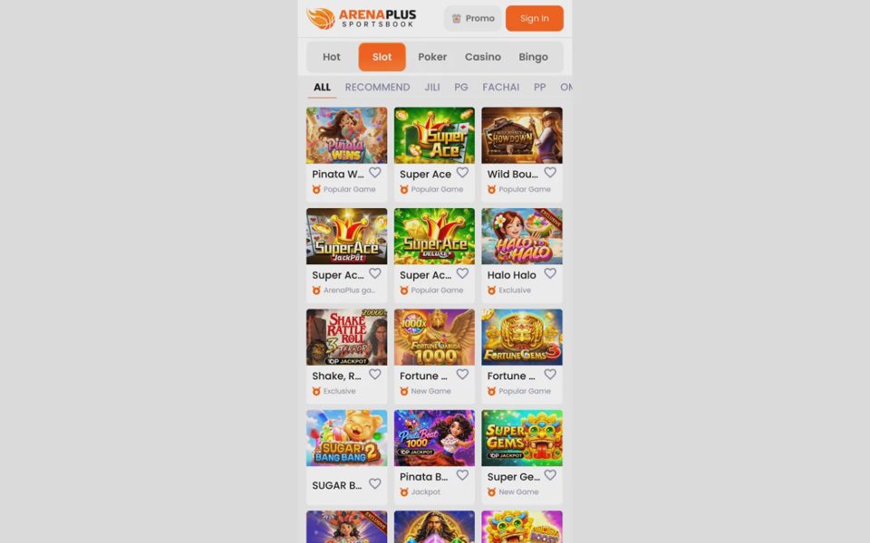 ArenaPlus casino catalog