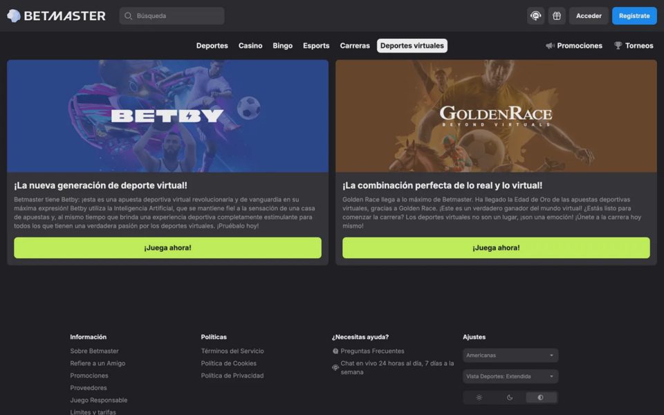 Betmaster virtual sports