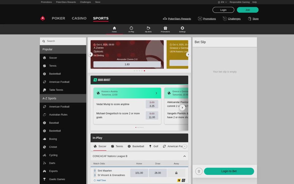 Ставки на спорт PokerStars