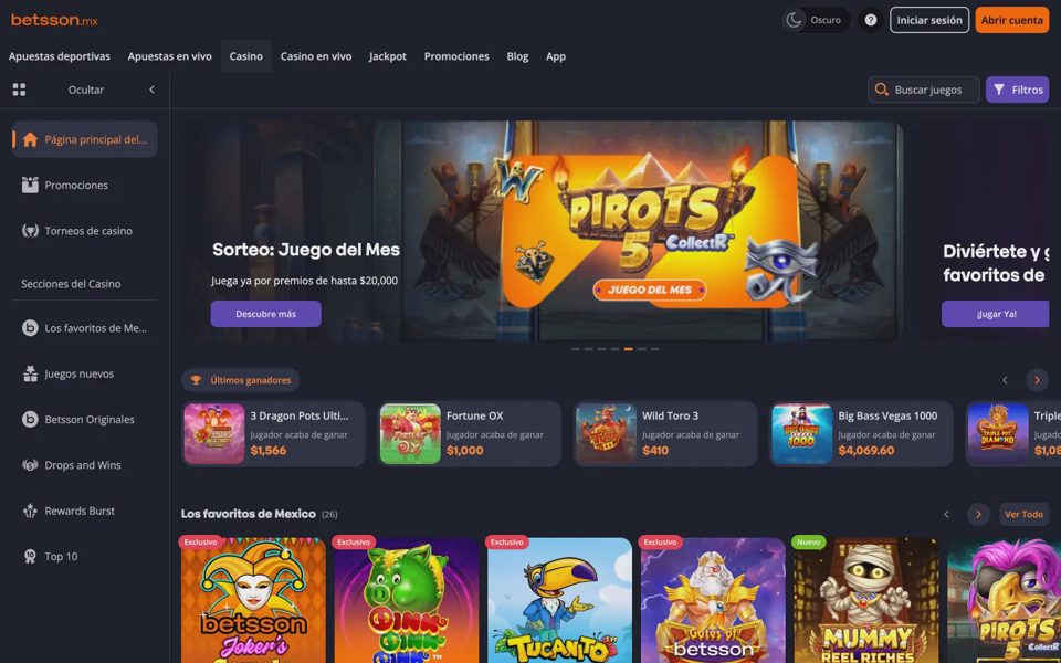 Каталог казино Betsson
