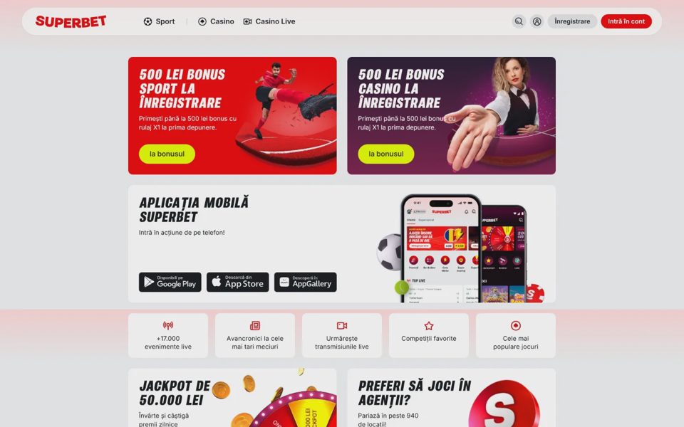 Главная страница Superbet