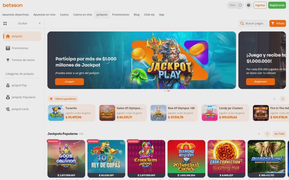 Джекпоты Betsson
