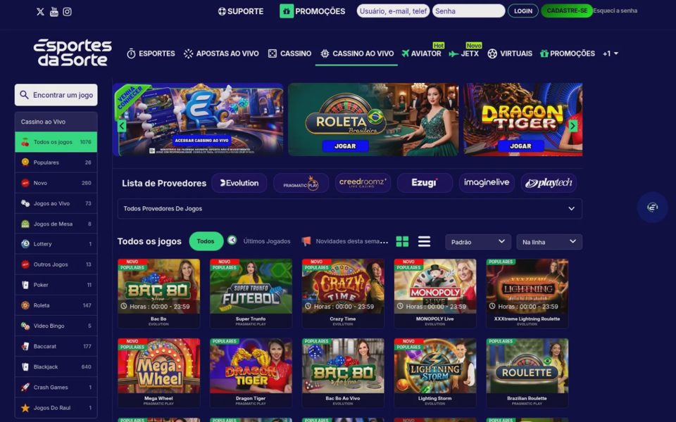 Live-казино Esportes da Sorte