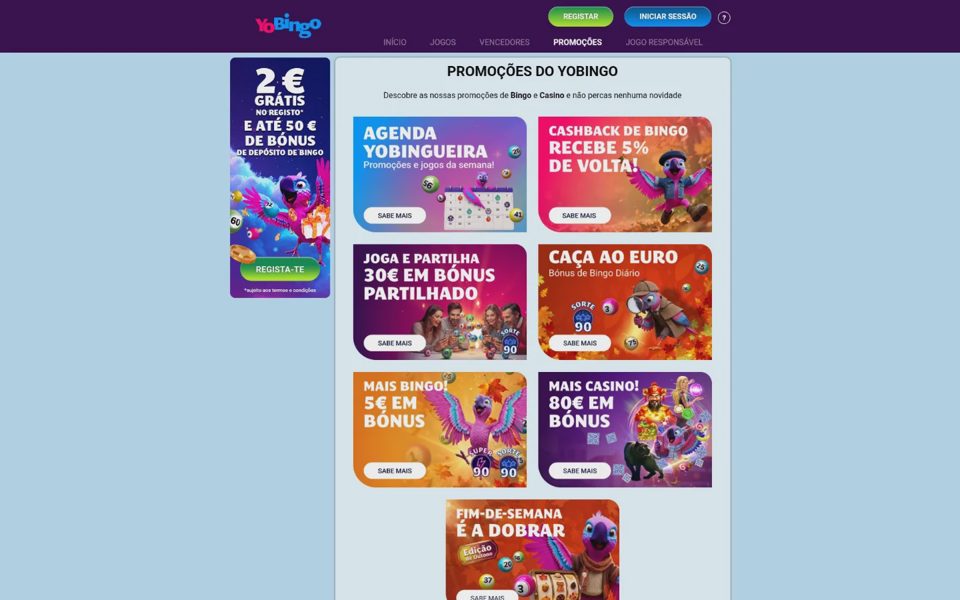 YoBingo bonuses and promotions