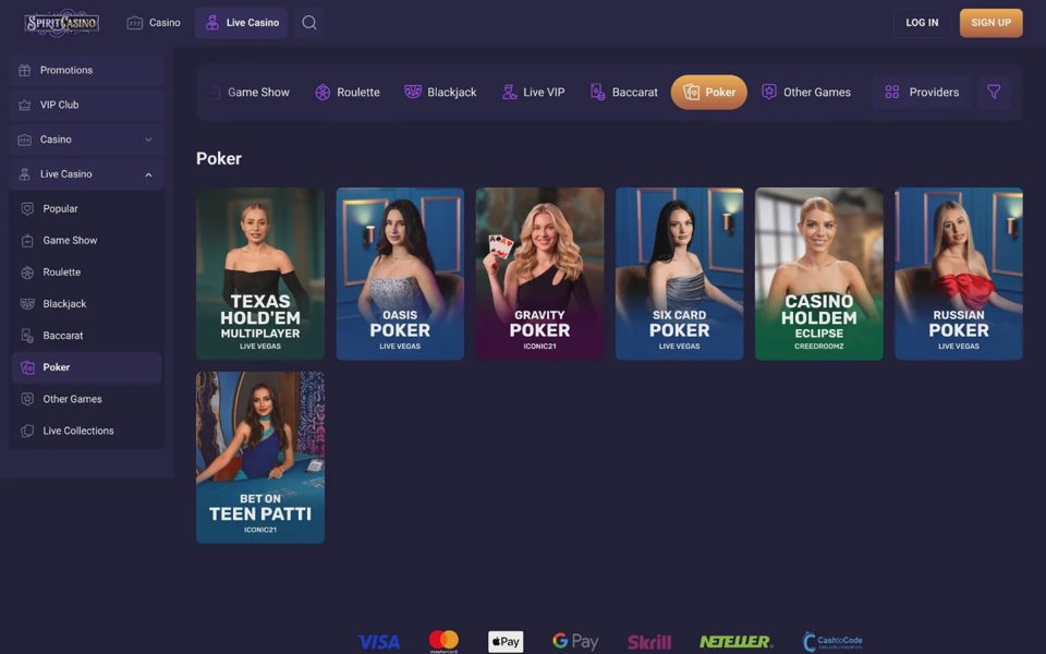 Spirit Casino poker