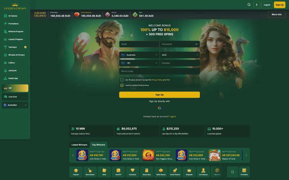 Главная страница Golden Crown Casino