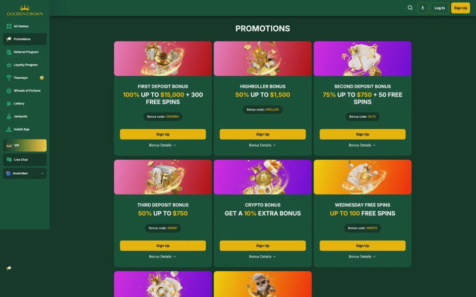 Бонусы и акции Golden Crown Casino