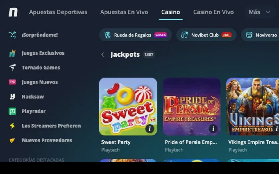 Novibet jackpots