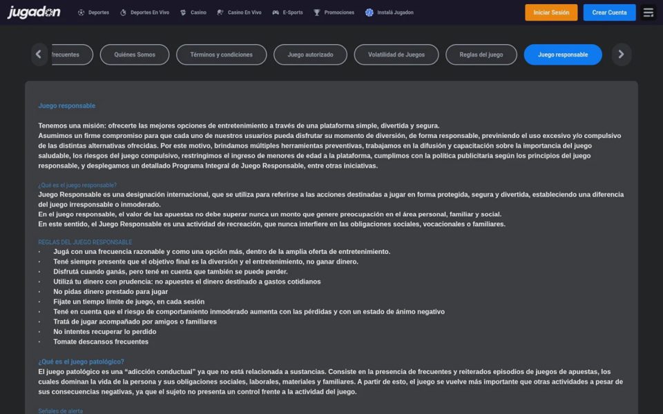 Ответственная игра на Jugadon