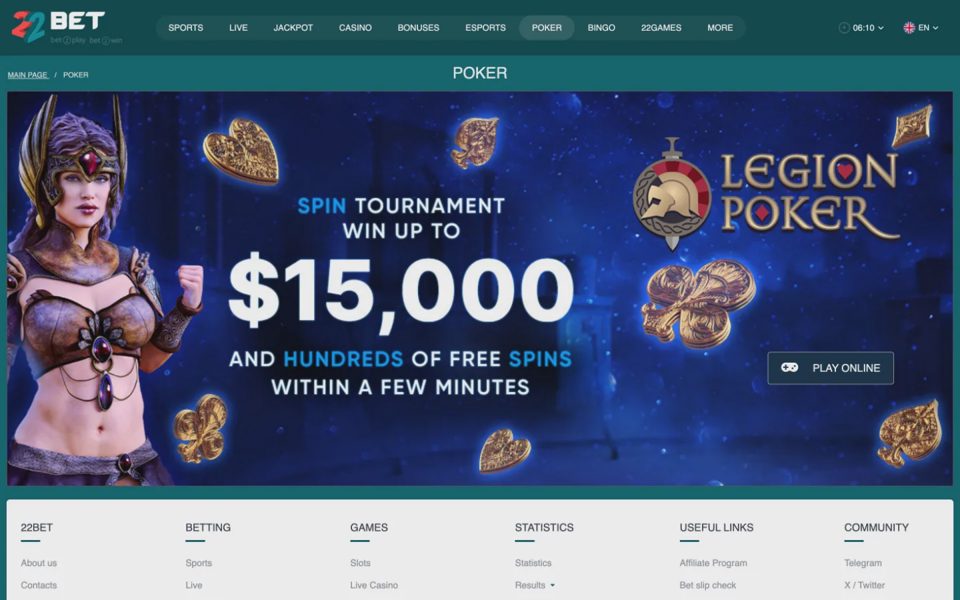 Покер 22bet
