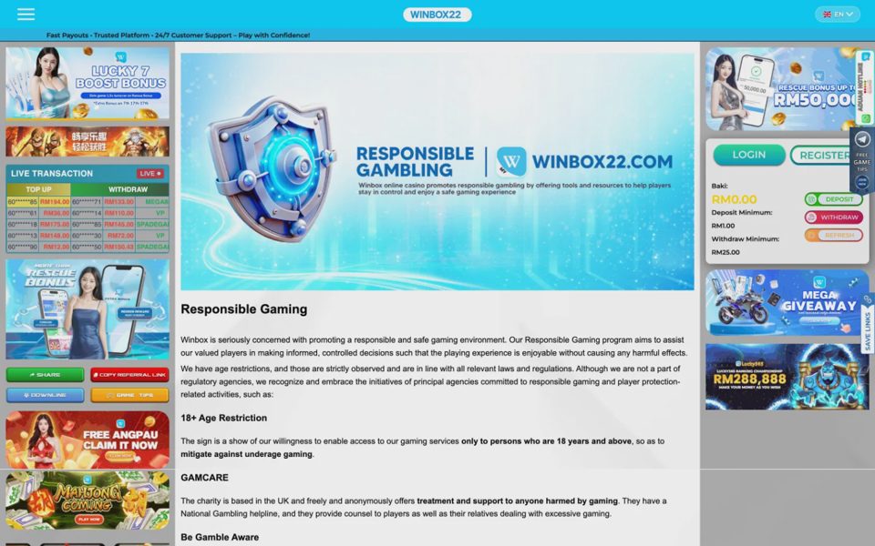 Responsible gaming at Winbox