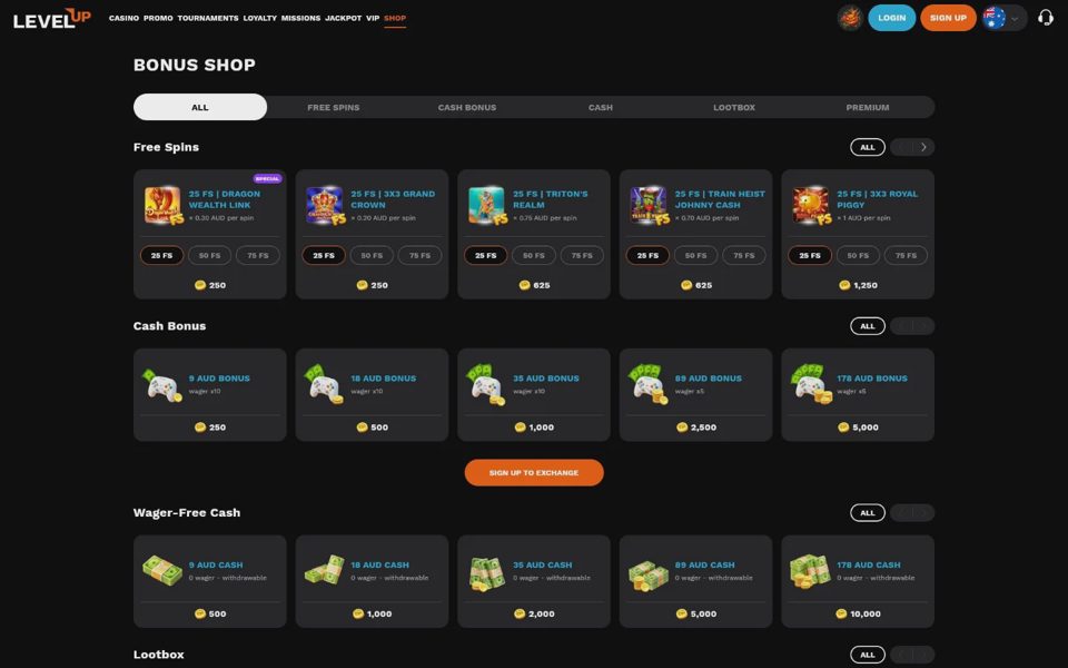 Награды LevelUp Casino