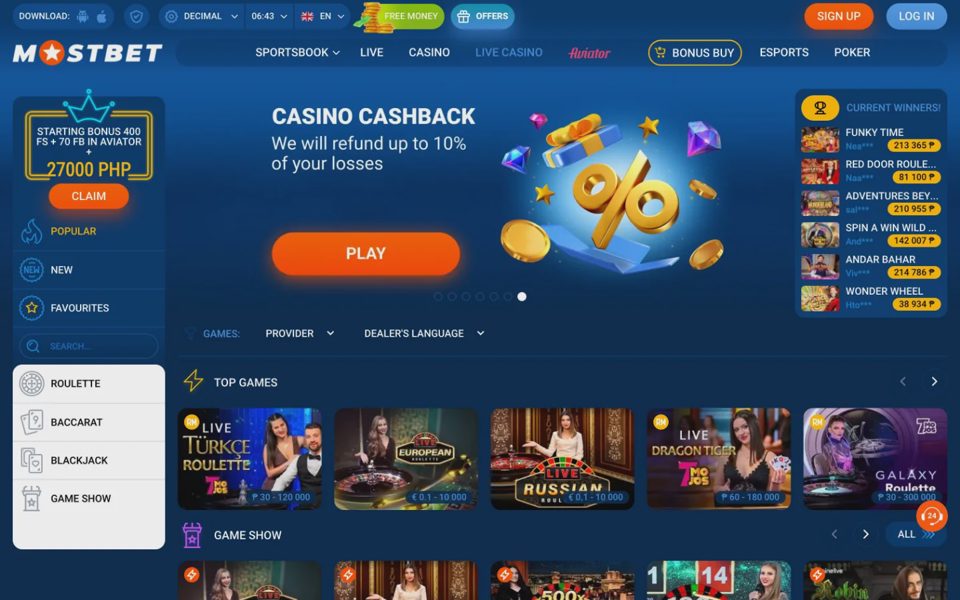 Live-казино Mostbet